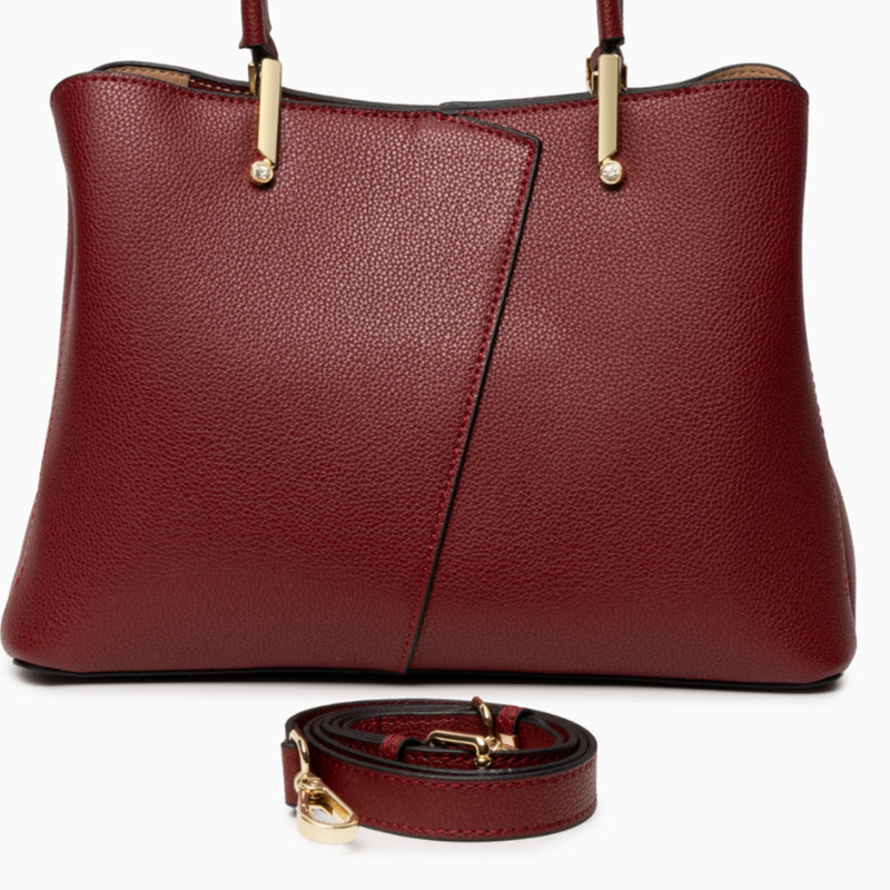 Bolso Estructurado Piel Granulada Solapa Asimétrica