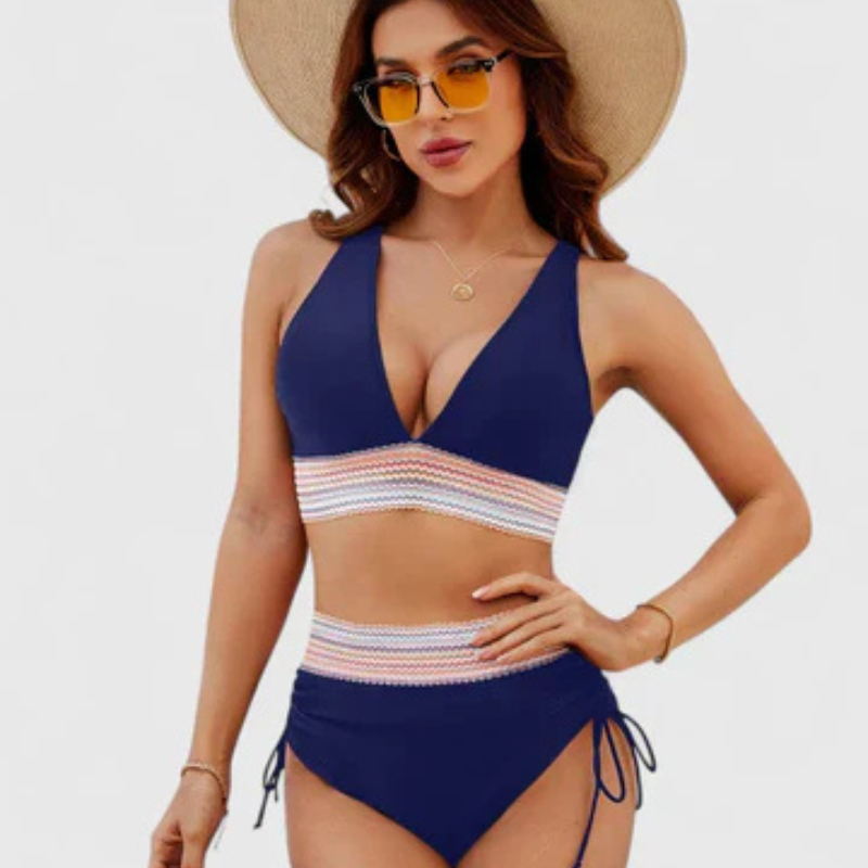 Bikini Halter Talle Alto con Banda Tejida