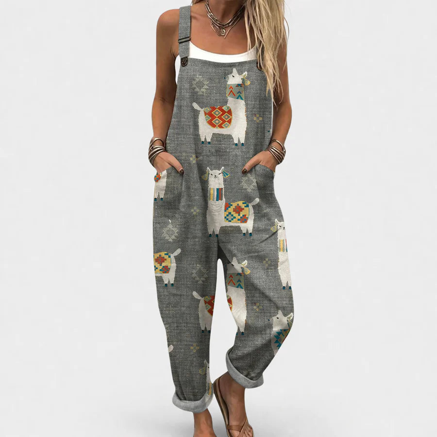 Mono Gris con Llamas Multicolor