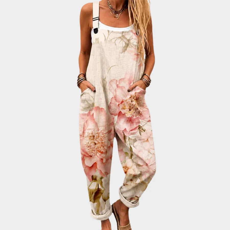 Mono Beige Floral con Tirantes Regulables