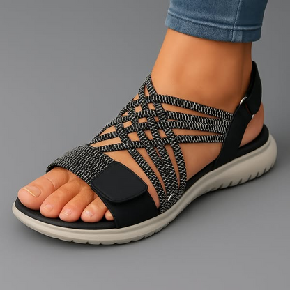 Sandalia Tiras Elásticas Cruzadas Velcro Suela Ligera