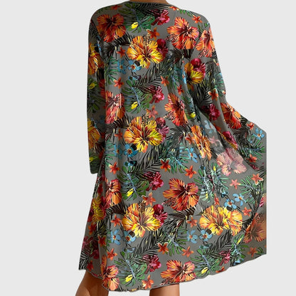 Conjunto Bikini 3 Piezas Estampado Tropical con Kimono