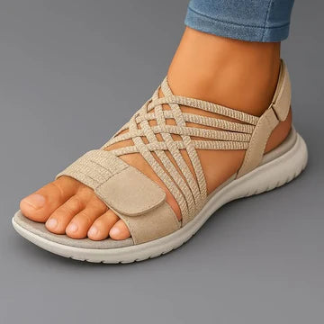 Sandalia Tiras Elásticas Cruzadas Velcro Suela Ligera