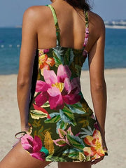 Fiesta – Tankini estampado floral con pantalón corto, efecto vientre plano