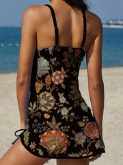Fiesta – Tankini estampado floral con pantalón corto, efecto vientre plano