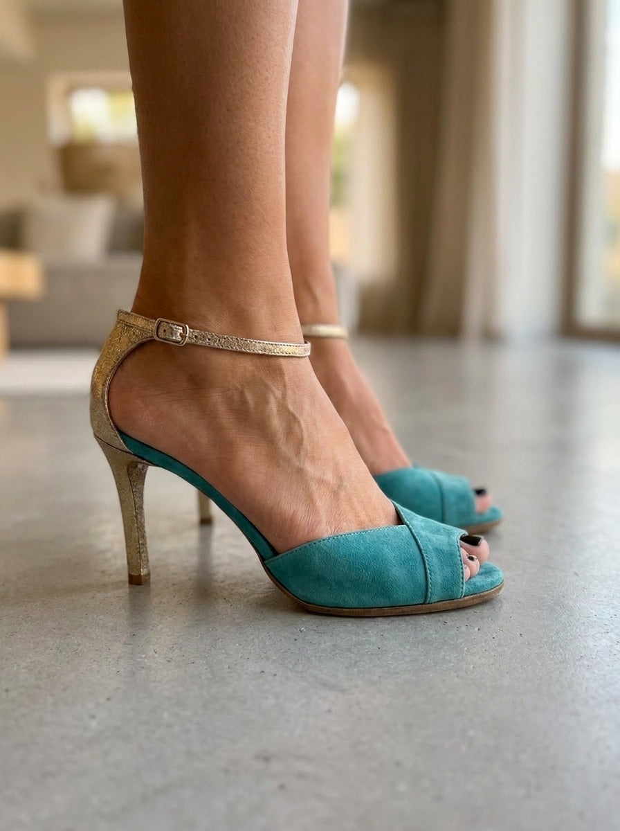 Tacón Elegante Crystal Gold