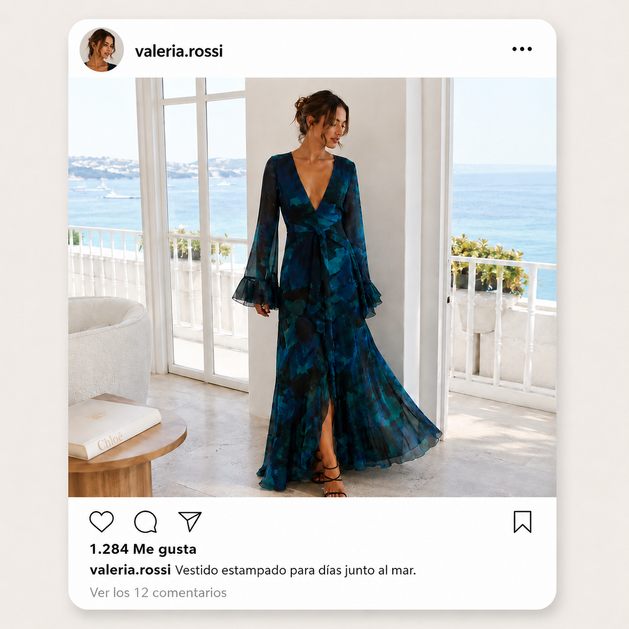 Vestido azul largo