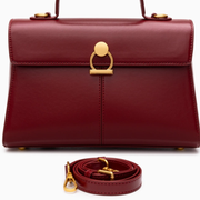 Bolso de Mano Estructurado Rojo Herraje Dorado