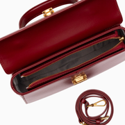 Bolso de Mano Estructurado Rojo Herraje Dorado