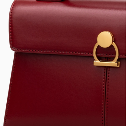 Bolso de Mano Estructurado Rojo Herraje Dorado