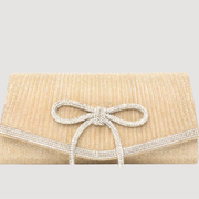 Clutch Plisado con Lazo de Cristales