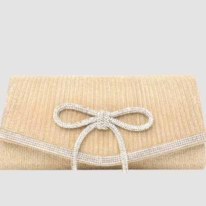 Clutch Plisado con Lazo de Cristales