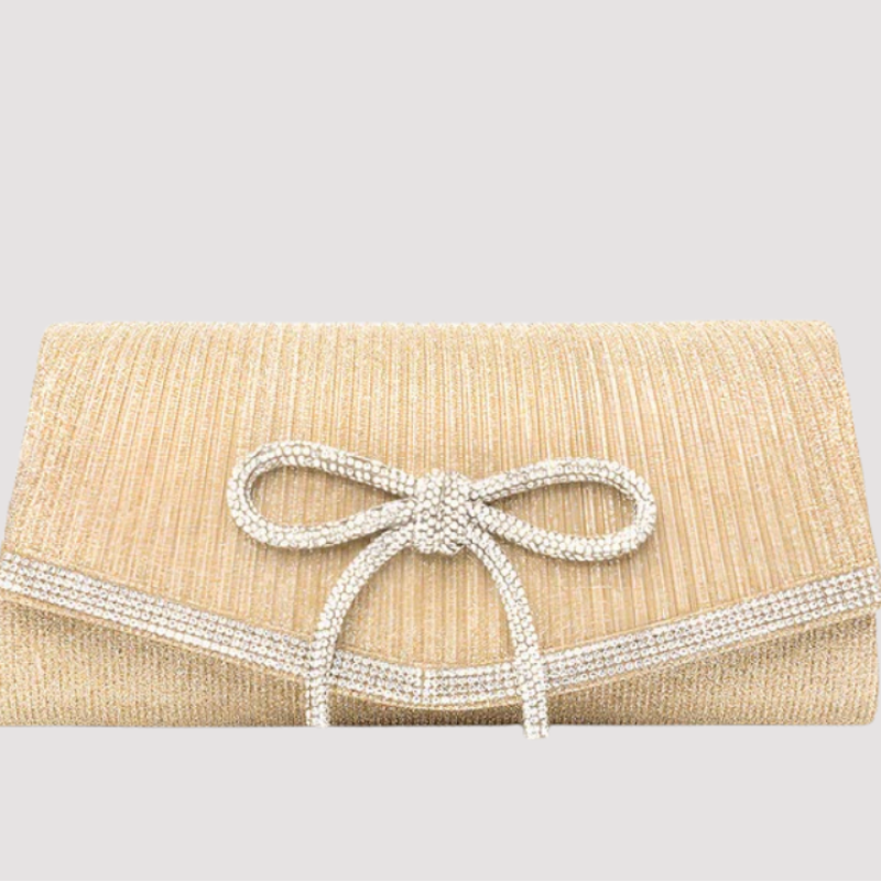Clutch Plisado con Lazo de Cristales