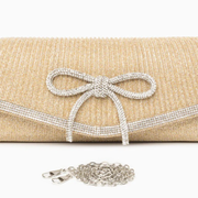 Clutch Plisado con Lazo de Cristales