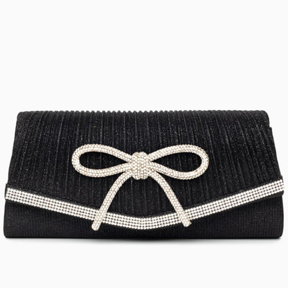 Clutch Plisado con Lazo de Cristales