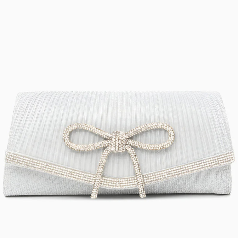 Clutch Plisado con Lazo de Cristales