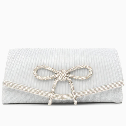 Clutch Plisado con Lazo de Cristales