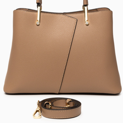Bolso Estructurado Piel Granulada Solapa Asimétrica