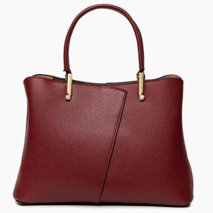 Bolso Estructurado Piel Granulada Solapa Asimétrica