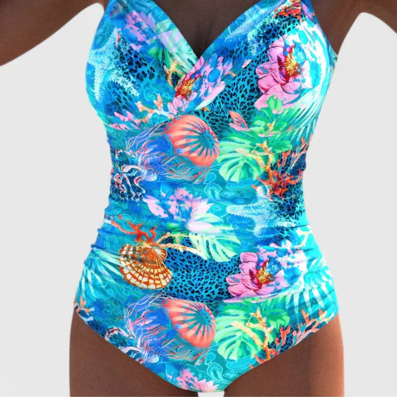 Bañador Entero Estampado Tropical Escote V