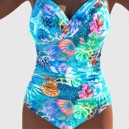 Bañador Entero Estampado Tropical Escote V