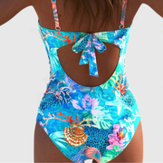 Bañador Entero Estampado Tropical Escote V