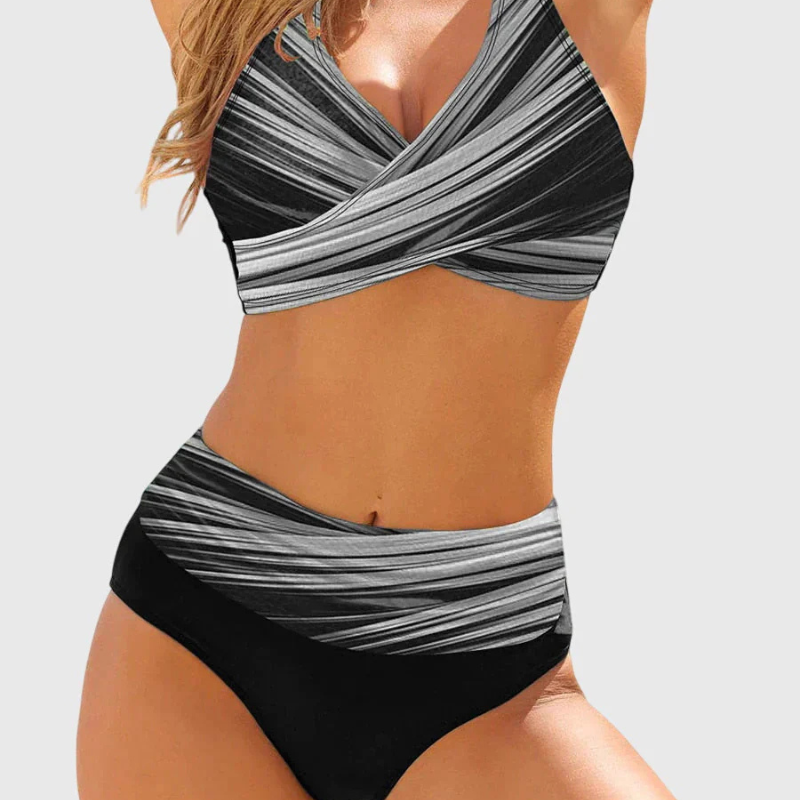 Bikini Moldeador Estampado Geométrico Talle Alto