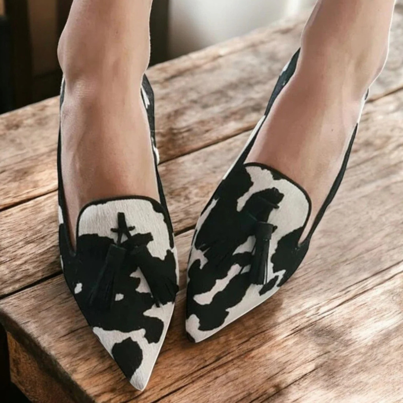 Mocasín Punta Fina Animal Print con Borla