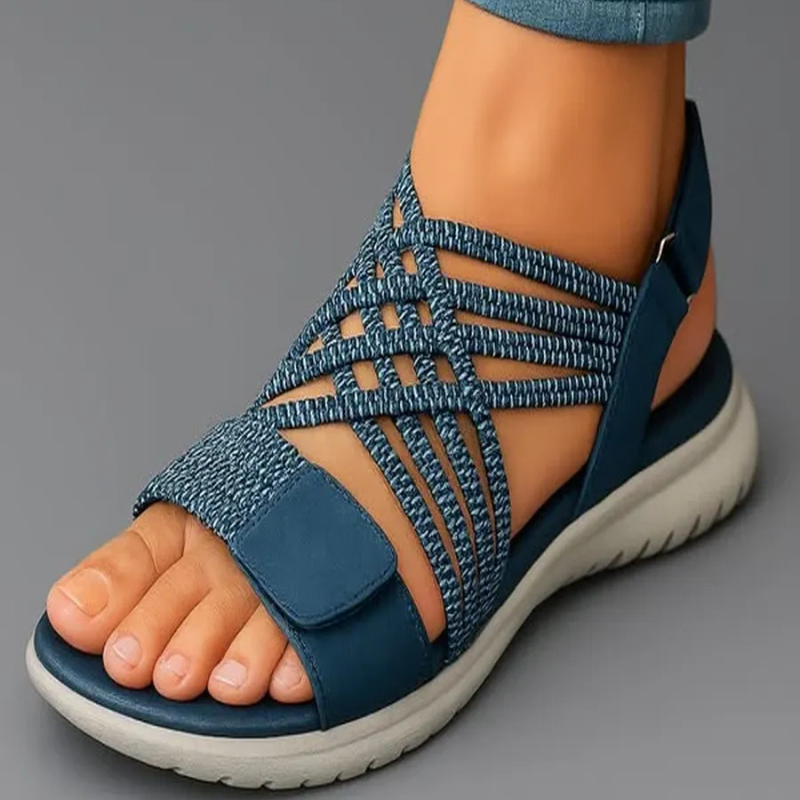 Sandalia Tiras Elásticas Cruzadas Velcro Suela Ligera