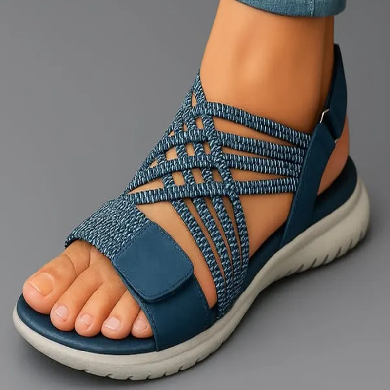 Sandalia Tiras Elásticas Cruzadas Velcro Suela Ligera