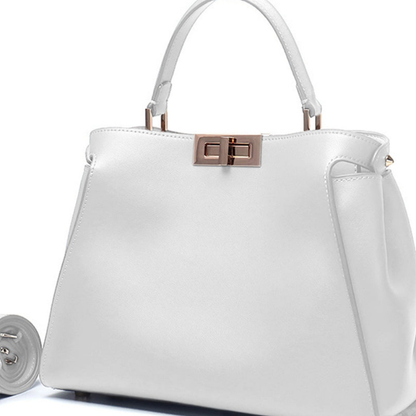 Bolso Estructurado Piel Lisa Cierre Turn-Lock Dorado