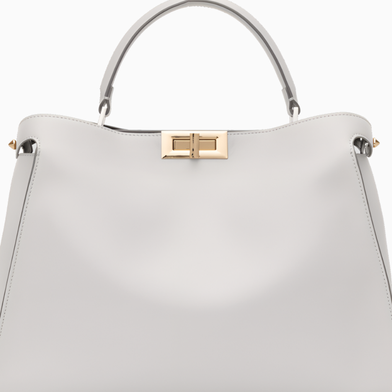 Bolso Estructurado Piel Lisa Cierre Turn-Lock Dorado