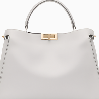 Bolso Estructurado Piel Lisa Cierre Turn-Lock Dorado