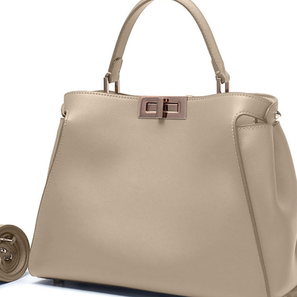 Bolso Estructurado Piel Lisa Cierre Turn-Lock Dorado