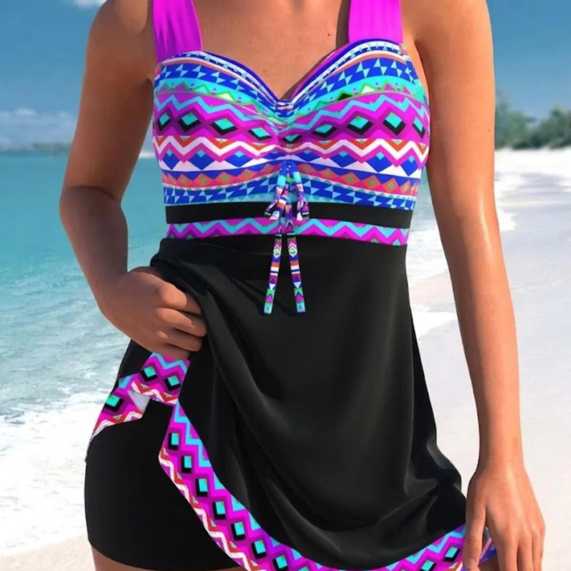 Tankini Estampado Paisley Falda Superpuesta Tallas Grandes