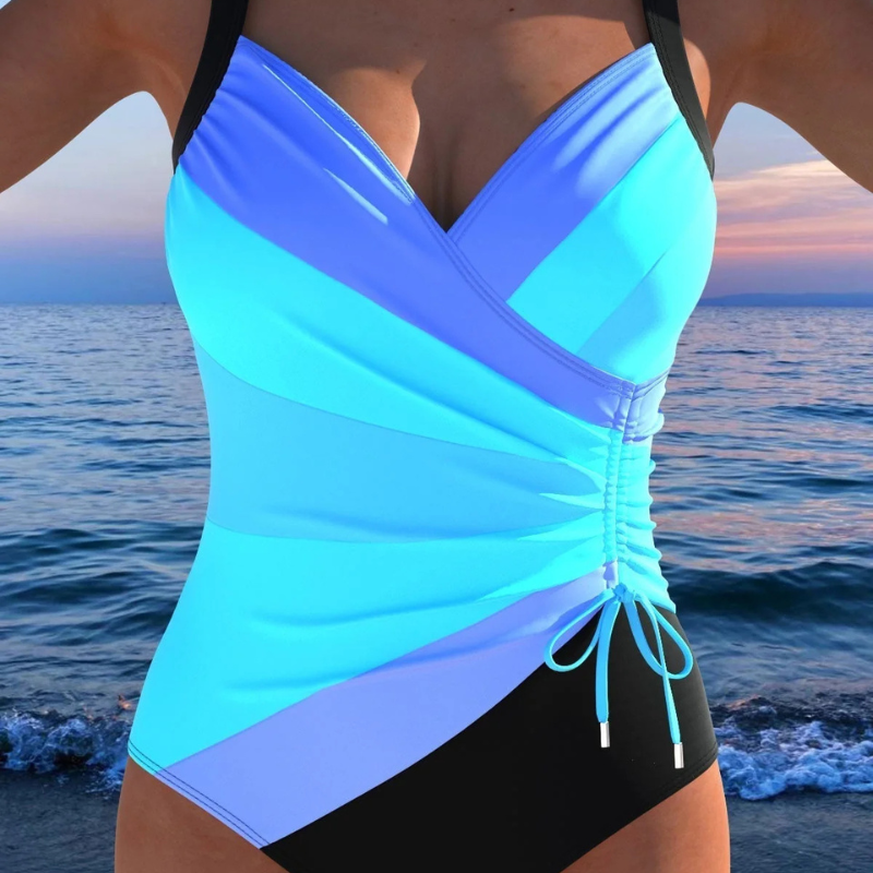 Bañador Entero Floral Halter Escote V Fruncido