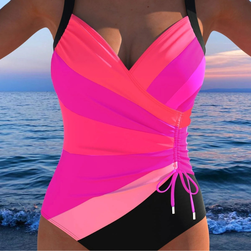 Bañador Entero Floral Halter Escote V Fruncido