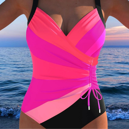 Bañador Entero Floral Halter Escote V Fruncido