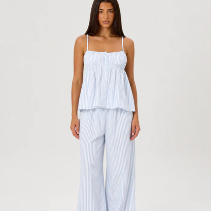 Conjunto Pijama Top y Pantalón a Rayas