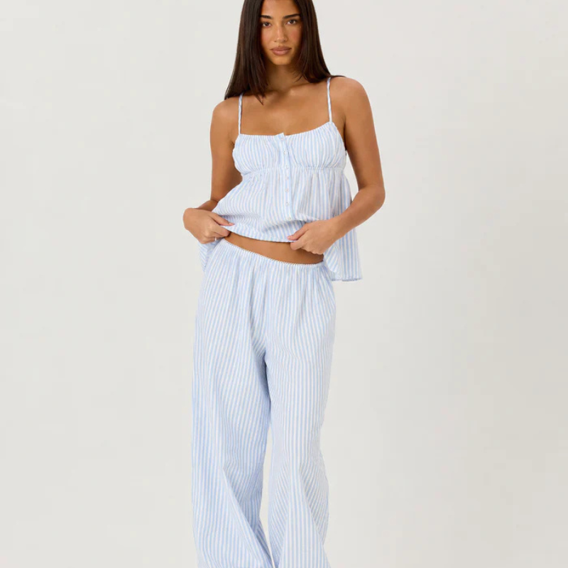 Conjunto Pijama Top y Pantalón a Rayas