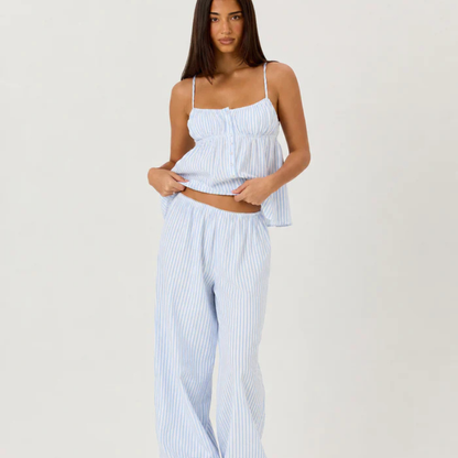 Conjunto Pijama Top y Pantalón a Rayas