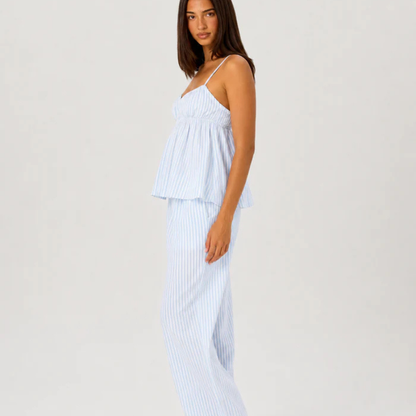 Conjunto Pijama Top y Pantalón a Rayas