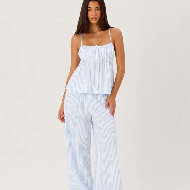 Conjunto Pijama Top y Pantalón a Rayas