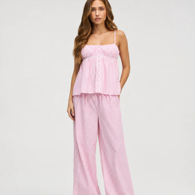 Conjunto Pijama Top y Pantalón a Rayas