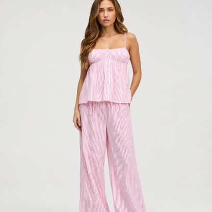 Conjunto Pijama Top y Pantalón a Rayas