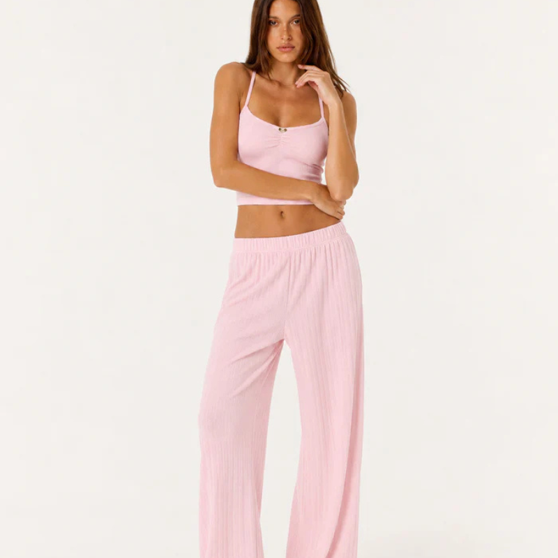 Conjunto Punto Canalé Top y Pantalón Ancho