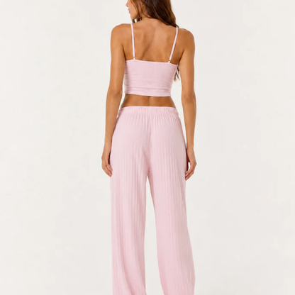 Conjunto Punto Canalé Top y Pantalón Ancho