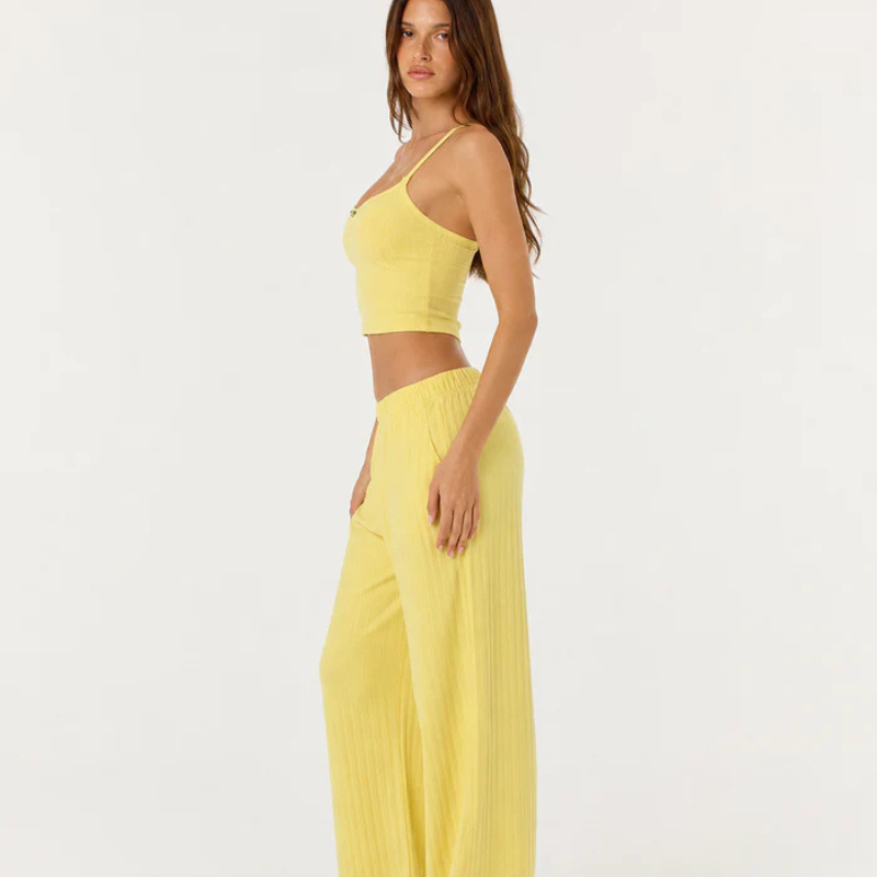 Conjunto Punto Canalé Top y Pantalón Ancho
