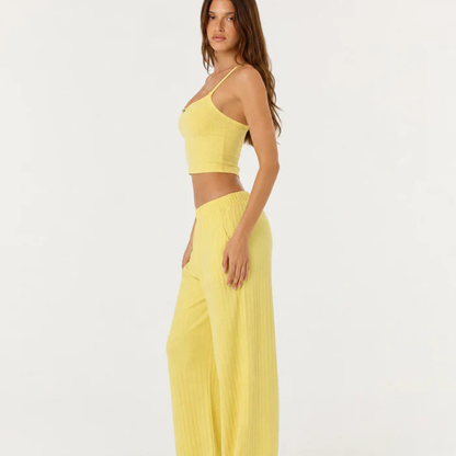 Conjunto Punto Canalé Top y Pantalón Ancho