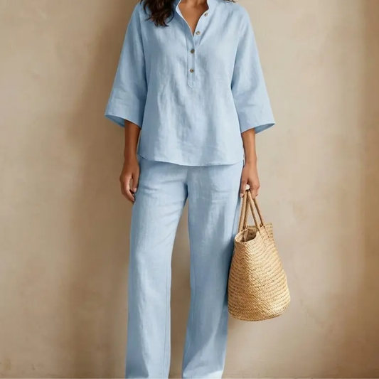 Conjunto Lino Kimono y Pantalón Ancho